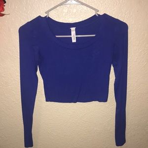 Royal blue long sleeved crop top